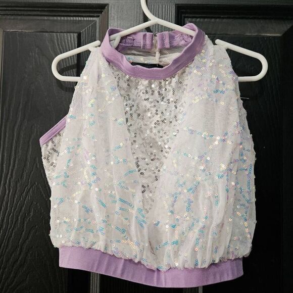 Weissman NWOT child large dance top purple sequin jazz tap solo NO TAGS - Picture 2 of 6